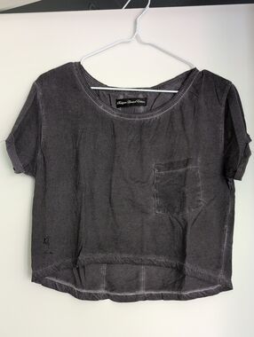 Vintage Washed Black Cropped Pocket Tee